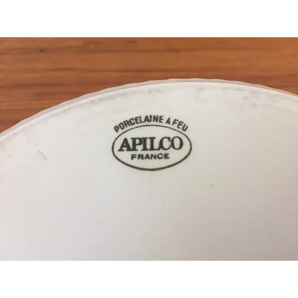Vintage Apilco France Whiteware Ribbed Porcelain Ramekin Souffle Large Dish 7.5